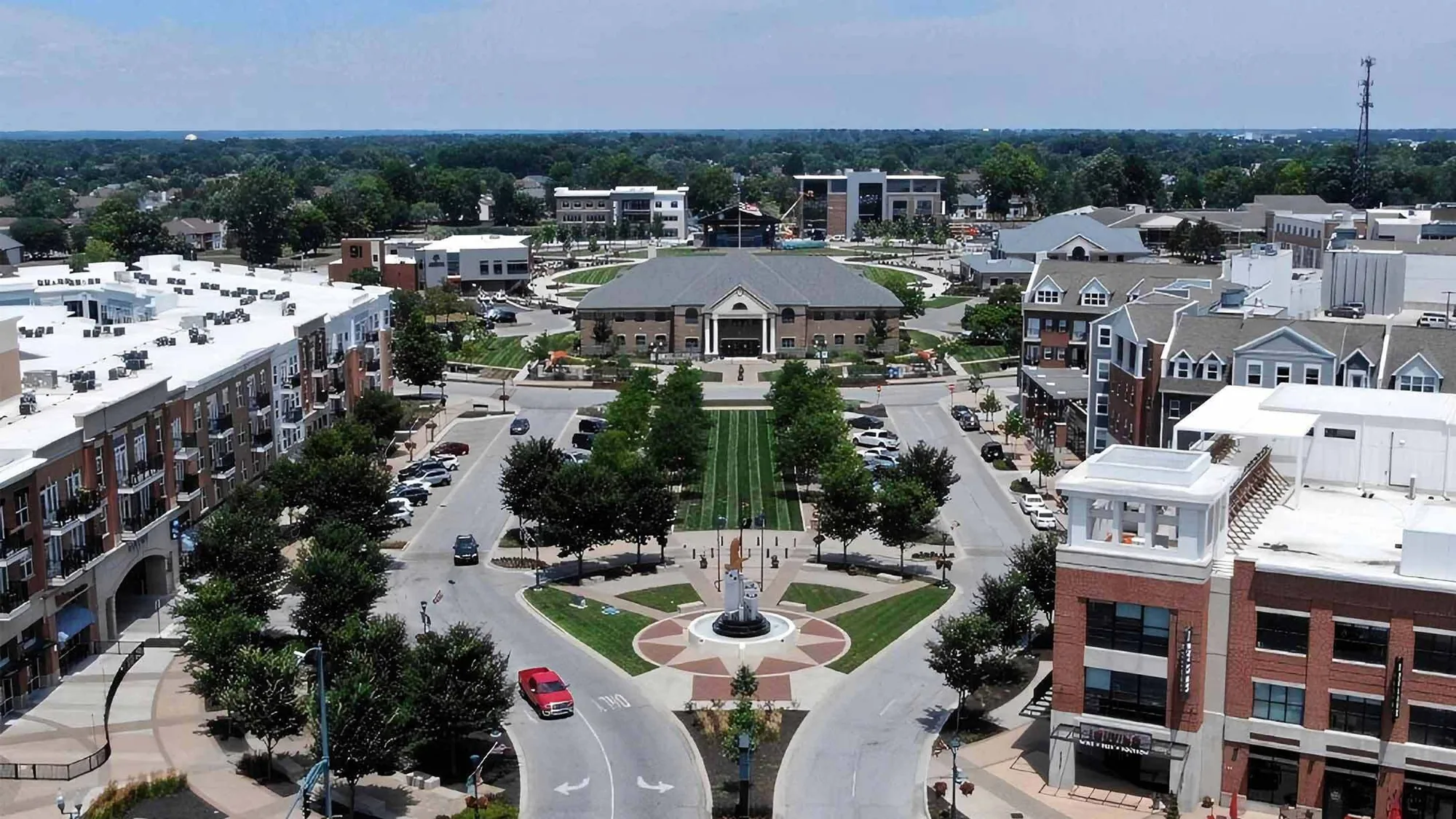 Commercial district in Fishers, IN